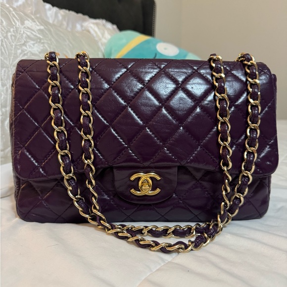 CHANEL Purple Goatskin Single Flap Jumbo GHW - Picture 7 of 16
